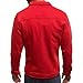 LONGBIDA Men's Casual Classic Denim Jacket Slim Fit Fashion Jean Coat(Red,2XL)