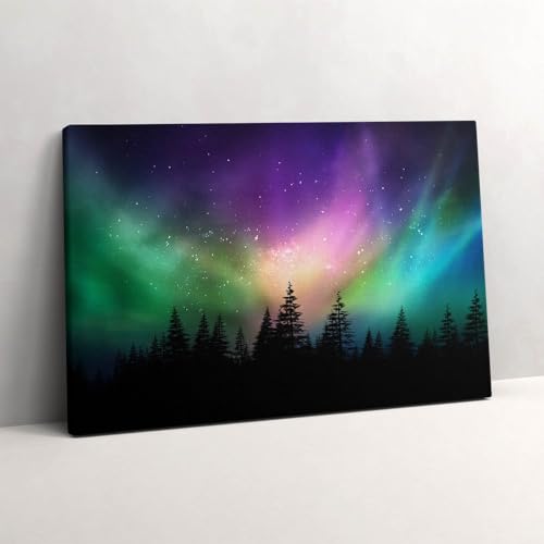 Aurores boréales tableau sur toile 60x40cm Wallfluent cadre photo mural salon