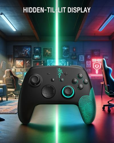 PALPOW Switch 2 Pro Wireless Controller, Switch2/SwitchOLED/Lite Compatible Switch Controller, Ergonomic Hall Gaming Controller with RGB Lighting/NFC/Wakeup/Dials/Turbo - Black - Image 3