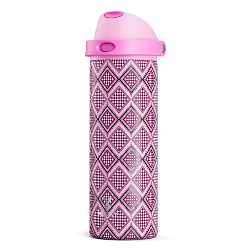 Image of 24 oz Insulated Water Bottle with Straw: Meoky Stainless Steel Metal Water Bottle with 2-in-1 Lid - Leak Proof, Cold for 24 Hours, Fits in Car Cup Holder, BPA-Free for Gym Travel Sports, Candy Knit