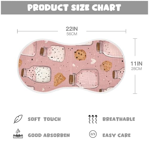 Cute Milk Bottle Cookie Burp Cloths Baby Boys Girls Absorbent Soft Cotton Burping Cloths Rags, 4 Pack2
