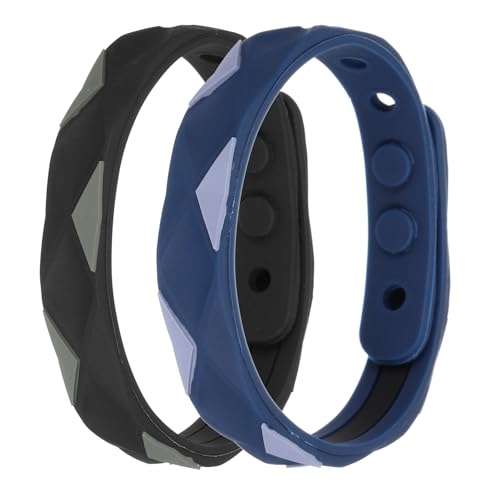 Image of MECCANIXITY Anti Static Bracelet, 0.5 inchX9 inch Adjustable Anti Static Wristband Silicone Balance Energy Sport Bracelets for Eliminate Static, Black,Blue 2Pack
