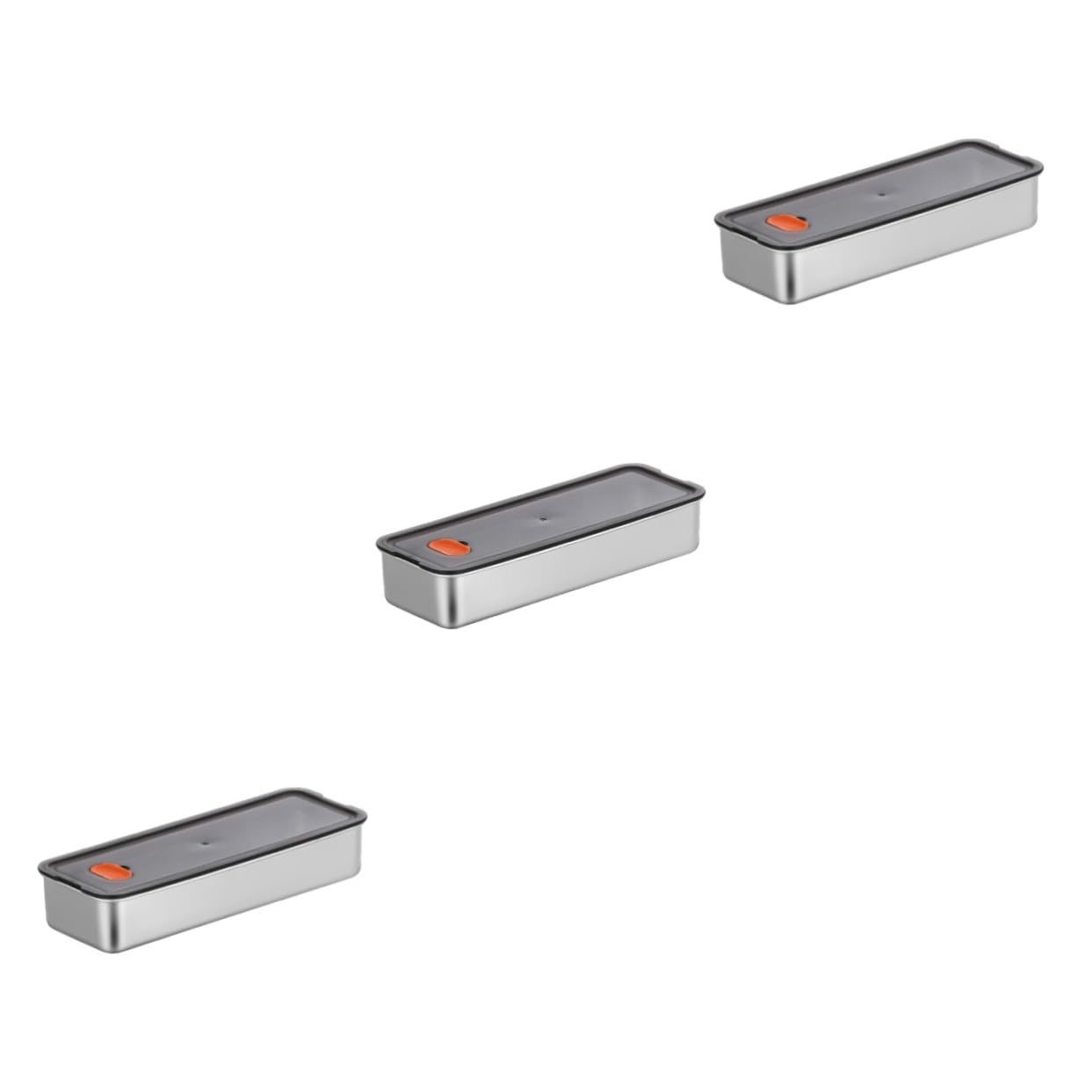 MAGICLULU 3 Unidades De Caja De Tocino De Res Contenedor De Acero Inoxidable Con Tapa Refrigeradores De Cocina Contenedores Para Alimentos Refrigerador Pequeño Tocino Almacenamiento