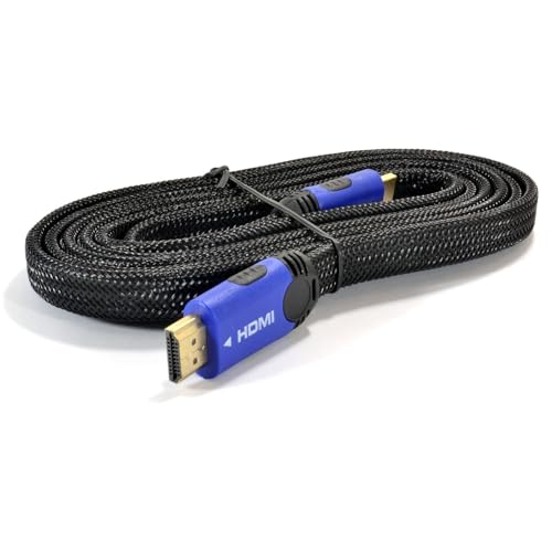 kenable Braided Low Profile Flat HDMI Cable for HD TV High Speed Lead with Gold Plated Connectors 2m Blue