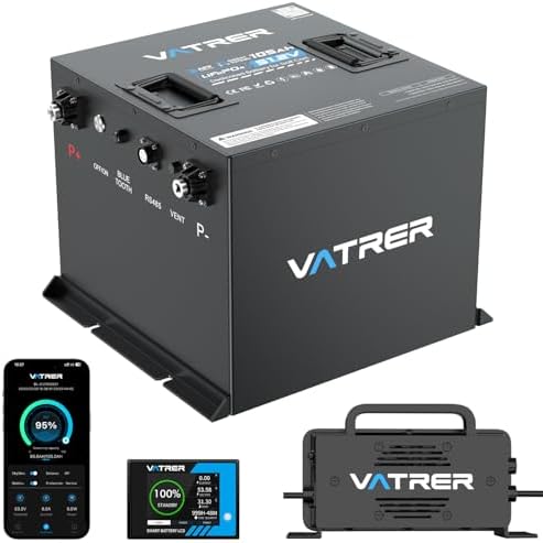 VATRER POWER 48V 105Ah Mini Lithium Golf Cart Battery, Built-in 2...