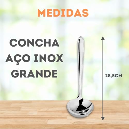 Jogo 4 Utensílios Cozinha INOX Colher Concha Escumadeira Pegador de Massa