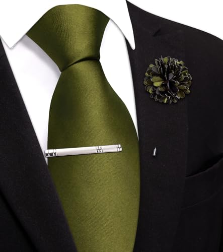 Image of Hi-Tie Pretied Boys Ties Solid Color Kids Adjustable Necktie Lapel Pin Clip Set Age 8-12 Wedding School Graduation