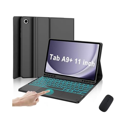 Funda de cuero Samsung Galaxy Tab A9+ Plus YSJX con teclado QWERTY y acabado elegante 6