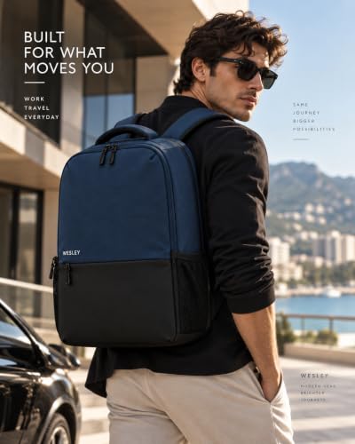 Buy Wesley Milestone 2.0 Casual Waterproof Laptop Backpack/Office Bag/School Bag/College Bag/Travel Backpack (Dimensions:13x18 inches) (Compatible with 39.62cm(15.6inch laptop) 30 L (Blue & black) at Amazon.in - Image 5