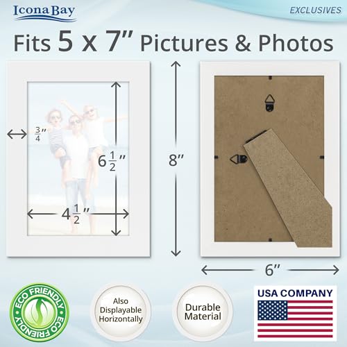 5x7 Picture Frames, White, 3 Pack, Exclusives, Wood Composite Photo Frame by Icona Bay - Used condition - Image 4