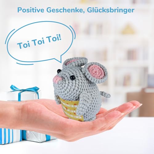WenmthG Glücksbringer Pocket Hug Maus Kartoffel - Mutmacher, Gute Besserung, Positives Geschenk mit Maus-Puppe