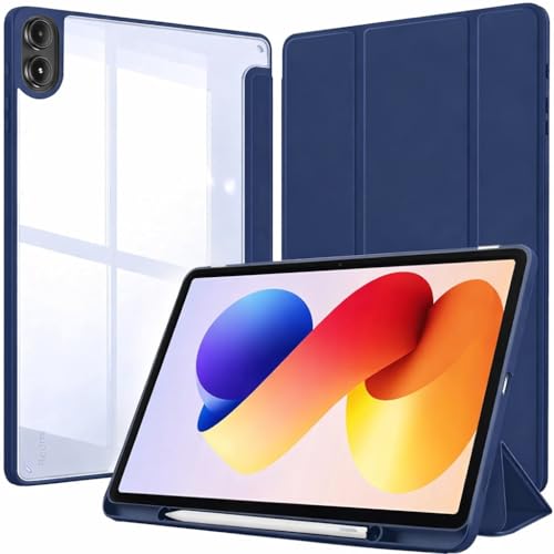 Image of ProElite Cover for Xiaomi Redmi Pad 2 Pro 12.1 inch Cover Case, Smart Flip Case Cover for Xiaomi Redmi Pad 2 Pro 12.1 inch with S Pen Holder, Dark Blue [Transparent Back]
