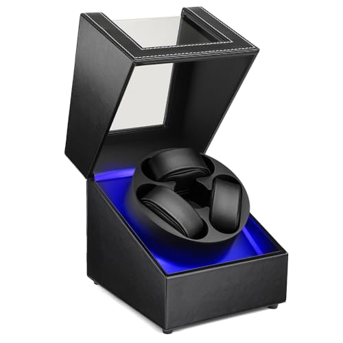 Image of J&T Technology Watch Winder for Automatic Watches,Automatic Watch Winder with LED Light,Rotating Watch Case with Japanese Quiet Motor,4 Rotation Modes,USB Type C