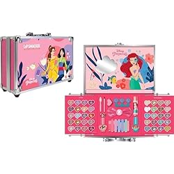 Maletin Markwins Lip Smacker Disney Princess, Set de Regalo de Maquillaje de más de 40 Piezas con Brillos de Labios, Sombras de Ojos y Esmaltes de Uñas, Accesorios de Cabello y Maquillaje para tus Hijos
