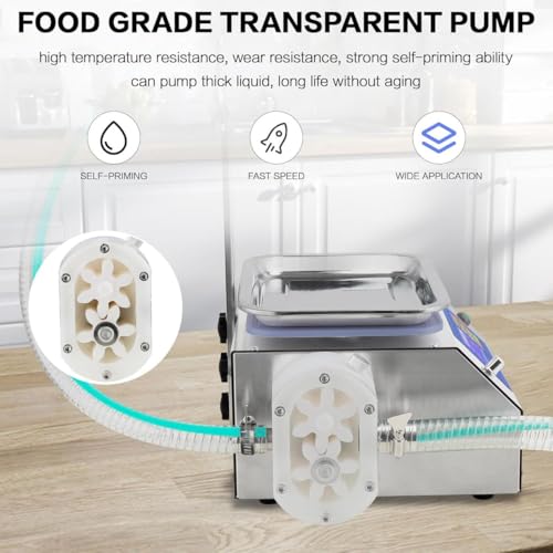 Máquina automática de llenado de líquidos para miel, mantequilla de maní, pasta de sésamo, pequeña, altura ajustable de 0 a 30 cm, boquilla antigoteo, bomba eficiente