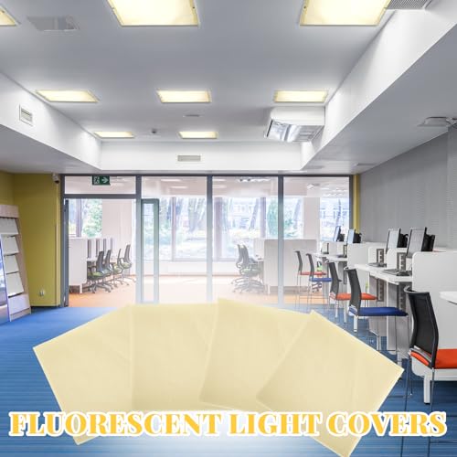 Image of Hortsun Pack of 2 Fluorescent Light Covers 4 x 2 Feet Magnetic Ceiling Light Cover Room Supplies for Home Office(Pure Yellow)