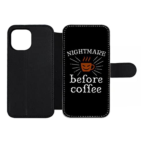Etui cuir iPhone 12 Pro Max Nightmare Before Coffee à fermeture magnétique