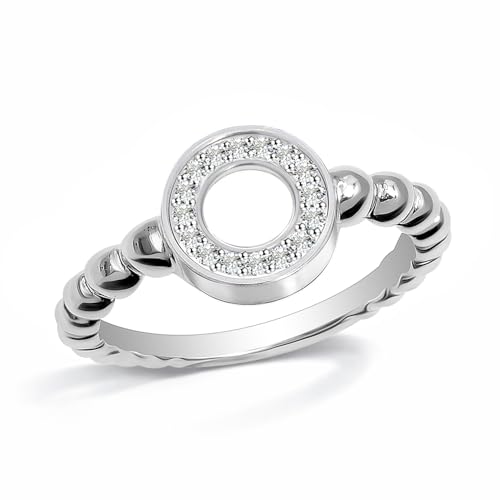 Image of TRUESILVER ACPL 925 Sterling Silver Eternity Wedding Band Pave CZ Circle Caviar Bead Statement Ring for Women