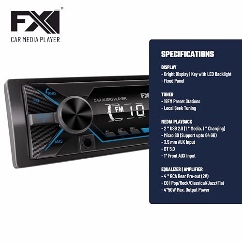 Image of FXI Dsx-A-410 Dual USB Bluetooth Wireless Car Music System, FM Radio, AUX, SD /TF Card Support, Phone Caller ID Display, Remote Control, Car MP3 Player Audio System, Universal Car Stereo- (Single Din)