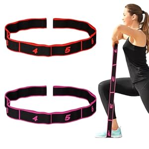 2Pack Yoga Elastic Bands Stretch Resistance Band, Stretch Out Straps with Loops Flex Strap, Elastic Bands for Flexibility Yoga, Pilates, Dance, Exercise Gymnastics, Leg Stretching Strap