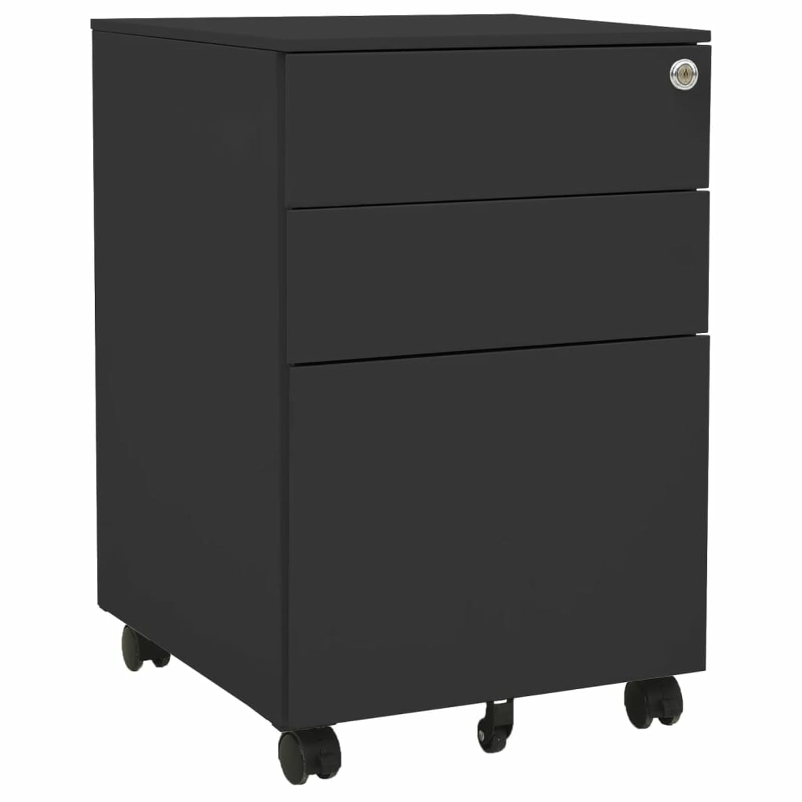Schedario Mobile Antracite 39x45x60 cm in Acciaio,Cassettiera, Mobiletto da Ufficio con Serratura,Regolabile per Cartelle Sospese, Superficie Testurizzata, per Ufficio, Studio