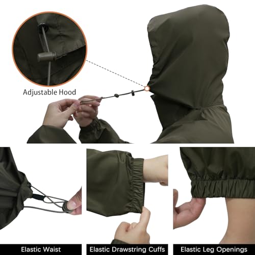 Image of LOOGU Men's Rain Suit - Rain Gear for Men Waterproof, Lightweight Rain Coat, Breathable Mens Rain Jackets Hood and Pants