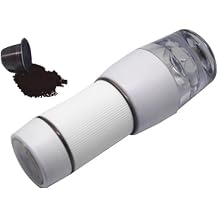 Portable Coffee Maker, Portable Mini Hand Pressure Coffee Machine, Espresso Coffee Maker, Capsule Ground Coffee Brewer, Portable for Travel and Picnic White