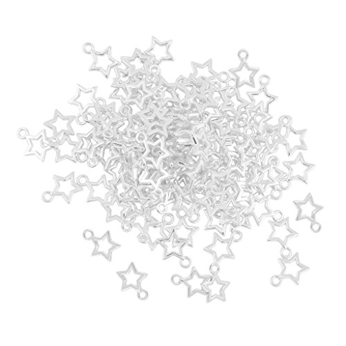 MagiDeal 100 peças pingente estrela oca encantos para bricolage colar pulseira pulseira brincos porta-chaves etc - branco prateado