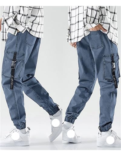 Men's Baggy Hip Hop Jeans Drawstring Multi Pocket Loose Fashion Dance Skater Skateboard Pants4