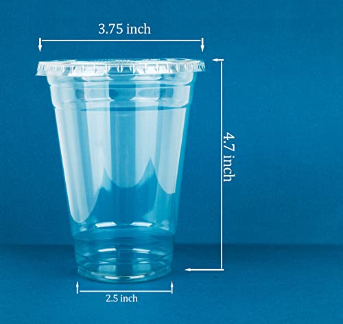 Image of Golden Apple Cup series, 16oz-50sets Clear Plastic cups with Flat lids no hole, BPA Free