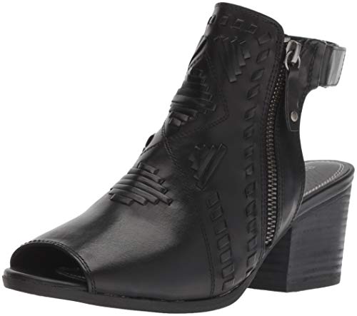 BareTraps Womens Ivalyn Faux Leather Peep Toe Booties Black 5 Medium (B,M)