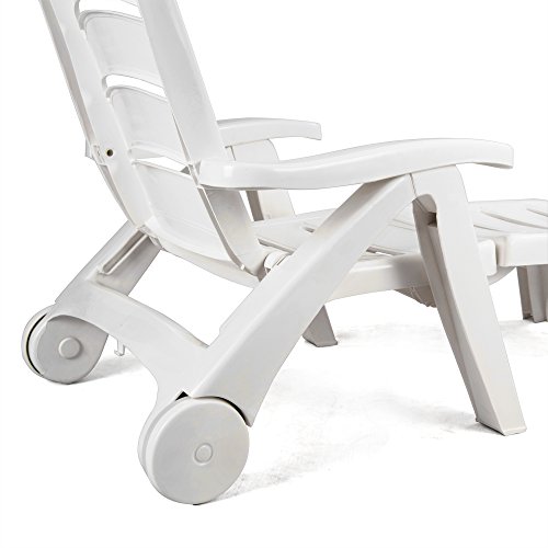 CASART. Folding Lounger Chair on Wheels Outdoor Patio Deck Chair