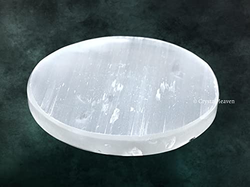 Image of Crystal Heaven Certified Selenite Crystal Charging Plate, 3 Inch Selenite Plate For Crystal Cleansing Re-Energy Work, Meditation And Pooja