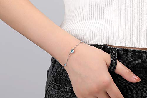 925 Sterling Silver Birthstone Bracelet for Women - Pretty Adjustable Heart Infinity Charm bracelets for Mother Daughter Sisters Bestie - Mother's Day Christmas Anniversary Birthday Gift Jewelry3