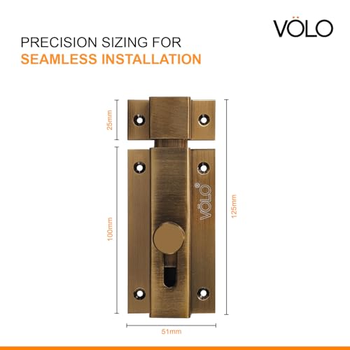 Image of VOLO Heavy Duty Door Lock Baby Latch for Home & Office Doors | Door Latch /Chitkani | Aluminum Ingot Build | Waterproof & Rust Resistant | 1 Year Warranty |1 Piece with Screws (Antique, 5 Inch)