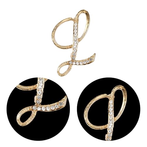 Image of Letter Brooch Pins, Alloy Lapel Pin Gold and Silver for Women, Girls, Men