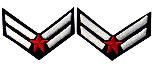 Air Force Airman Chevron Rank Fashion Emblema Decorativo Ricamato Il Ferro Su Cucia Sulla Zona, Bianco & Rosso, 2 Pezzi