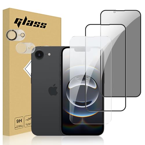 Fourmor per iPhone 16e(SE4) [3+2 PCS] Proteggi Schermo + Proteggi Obiettivo Fotocamera, Durezza 9H,...