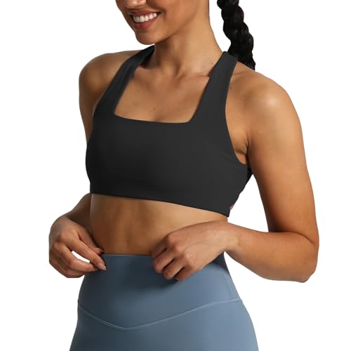 Aoxjox Women's Workout Sports Bras Square Neck Emma Cross Back Fitness Training Gym Bra Yoga Crop Tank3
