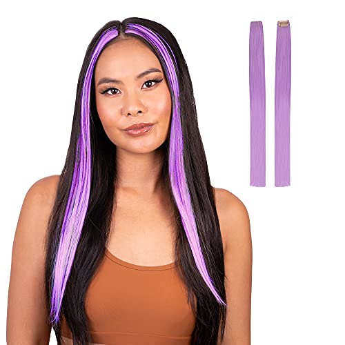INH Hi-Lites Lavender | Colored Hair Extensions Vegan Clip In Purple Hair Extensions For Women - 2 pieces, 20 inch