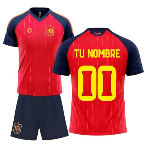 Stock Futbol Camiseta selección española- Personalizable - Mundial 2026-2028 Replica Oficial | Niño Unisex | Equipación Fútbol Infantil | Nombre y Número Personalizado | Tejido Deportivo Transpirable
