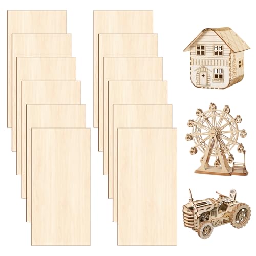 12 Pezzi Compensato 3mm, Fogli di Compensato per il Bricolage 200 x 100 x 3 mm Legno Fai da Te Fatto a Mano Pannello Legno per Aeroplani, Legnos, Bricolage, Progetti di Modellini Barche