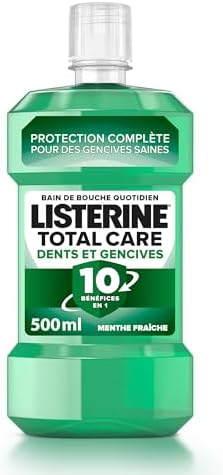 Listerine – Bain de Bouche Total Care Dents et Gencives (bouteille de 500 ml) – Soin bucco-dentaire quotidien pour des dents et gencives plus saines – Bain de bouche pour une haleine fraîche durable