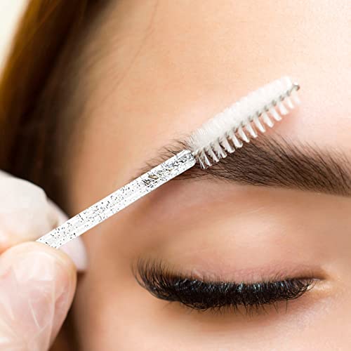 Yumflan-50-Pcs-Disposable-Eyelash-Brushes-Eye-Lash-Brush-Mascara-Wands-Spoolies-for-Eyelash-Extensions-Makeup-Supplies-Kit-Cleansing-Glitter-Applicator-Tool-Accessories-Bristle-Crystal-White