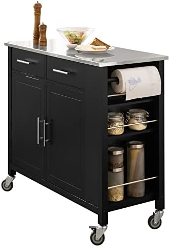 Desserte Sur Roulettes Service De Cuisine Avec Plans De Travail Rabattable 135 X 76 X 91 Cm