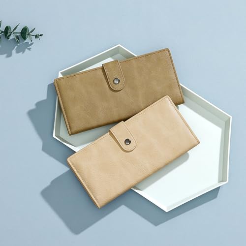 Image of Wallets for Women Slim Thin Soft Leather RFID Blocking Credit Card Holder Bifold Long Ladies Wallet Clutch, B03-off-white, 7.56 inchL x 3.66 inchW x 0.71 inchH, Modern