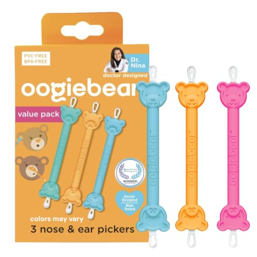 Image of oogiebear: Baby Nose Cleaner & Ear Wax Removal Tool - Safe Booger & Earwax Removal for Newborns, Infants, Toddlers - Dual-Ended - Diaper Bag Must-Have - 3 Pack with a Pouch, Colors May Vary
