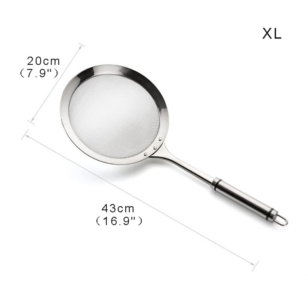Skimmer do gotowania Sitko z drobnymi oczkami ze stali nierdzewnej z uchwytem Sitka Przesiewacz do mąki Sitko do makaronu Durszlak Praktyczne narzędzia kuchenne (Size : Xl)