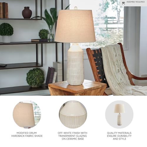 Signature Design by Ashley Willport Modern 26.5" Ceramic Table Lamp, Set of 2, Beige - Image 4