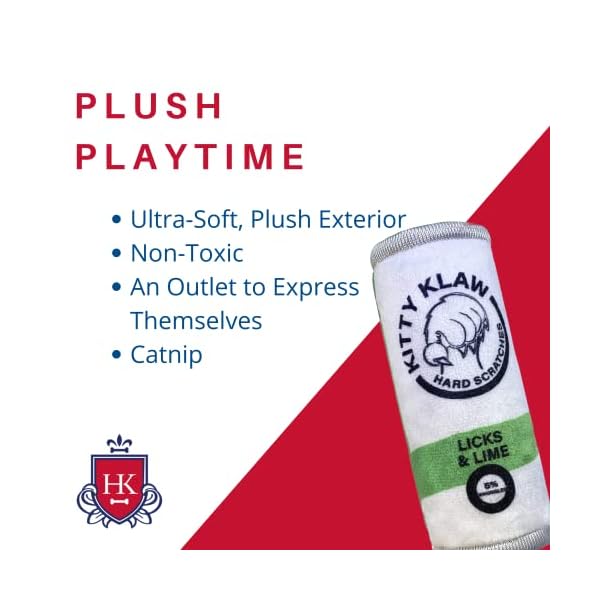 Huxley & kent cat toy | kitty klaw licks & lime | nappy hour strong catnip filled cat toy | soft plush kitty toy with catnip and crinkle | kittybelles - image 3